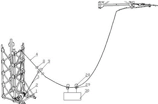 Automatic up-and-down device of line patrol robot of strain tower