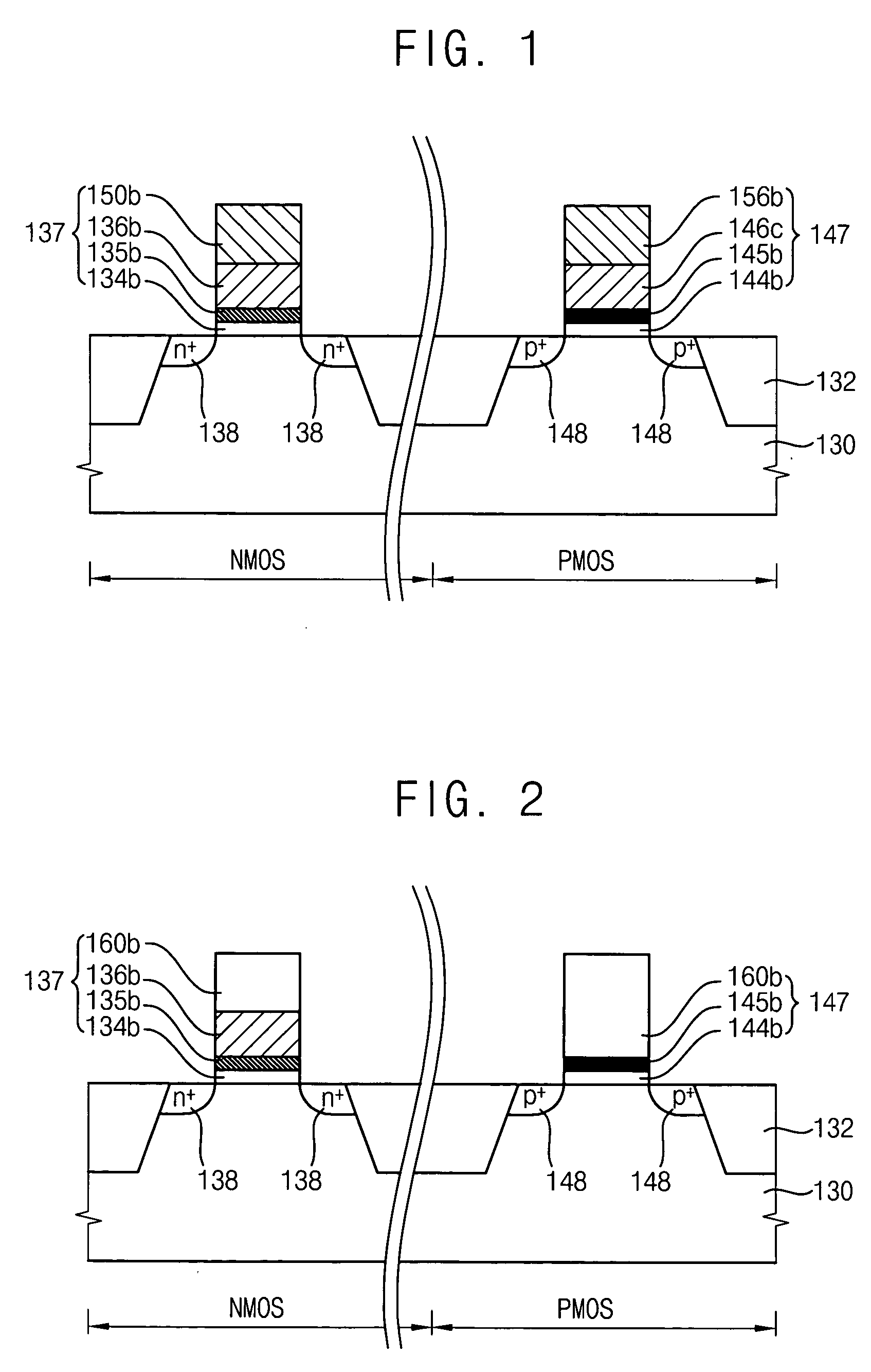 Integrated circuit devices including a dual gate stack structure and methods of forming the same