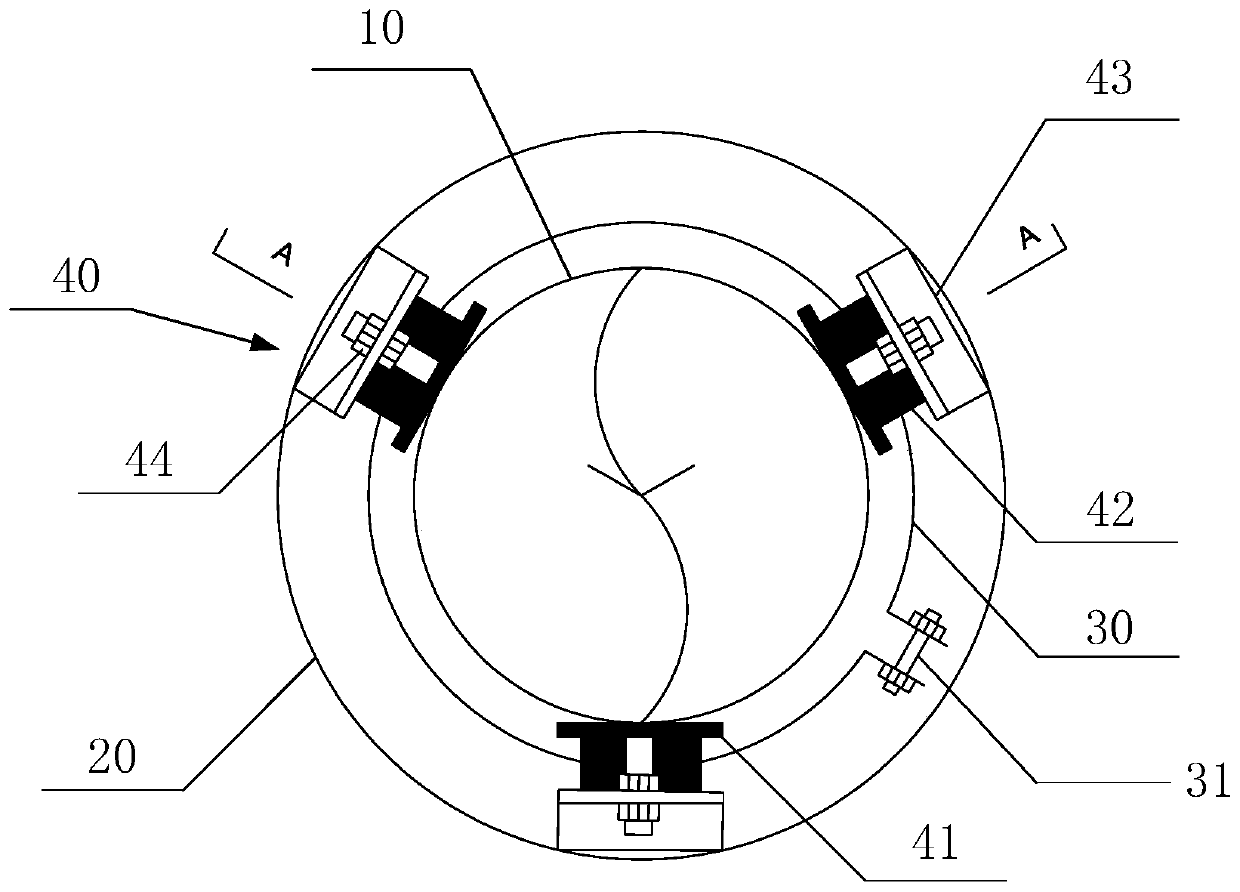 Pipeline casing pipe mounting and fixing device and application method thereof