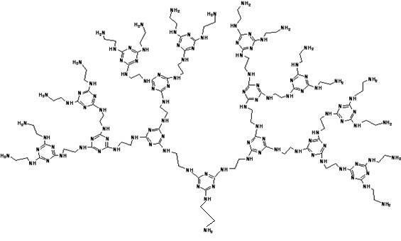 Amino end-group triazine ring tree-shaped macromolecular adsorbent and preparation method thereof