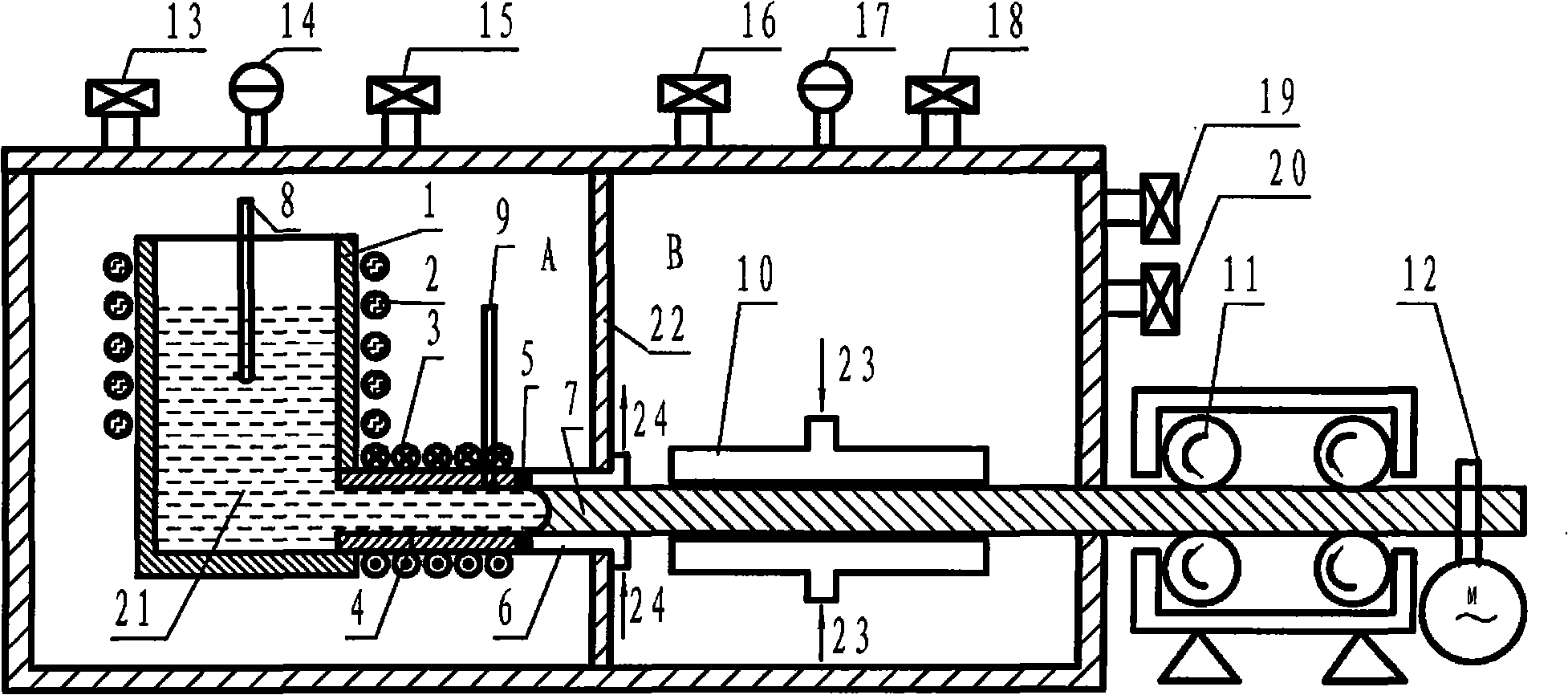 Device and method for continuous block metal glass shaping