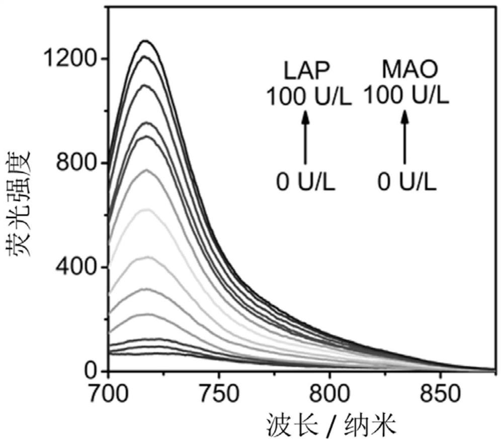 A near-infrared fluorescent probe activated by leucine aminopeptidase and monoamine oxidase, its synthesis method and biological application