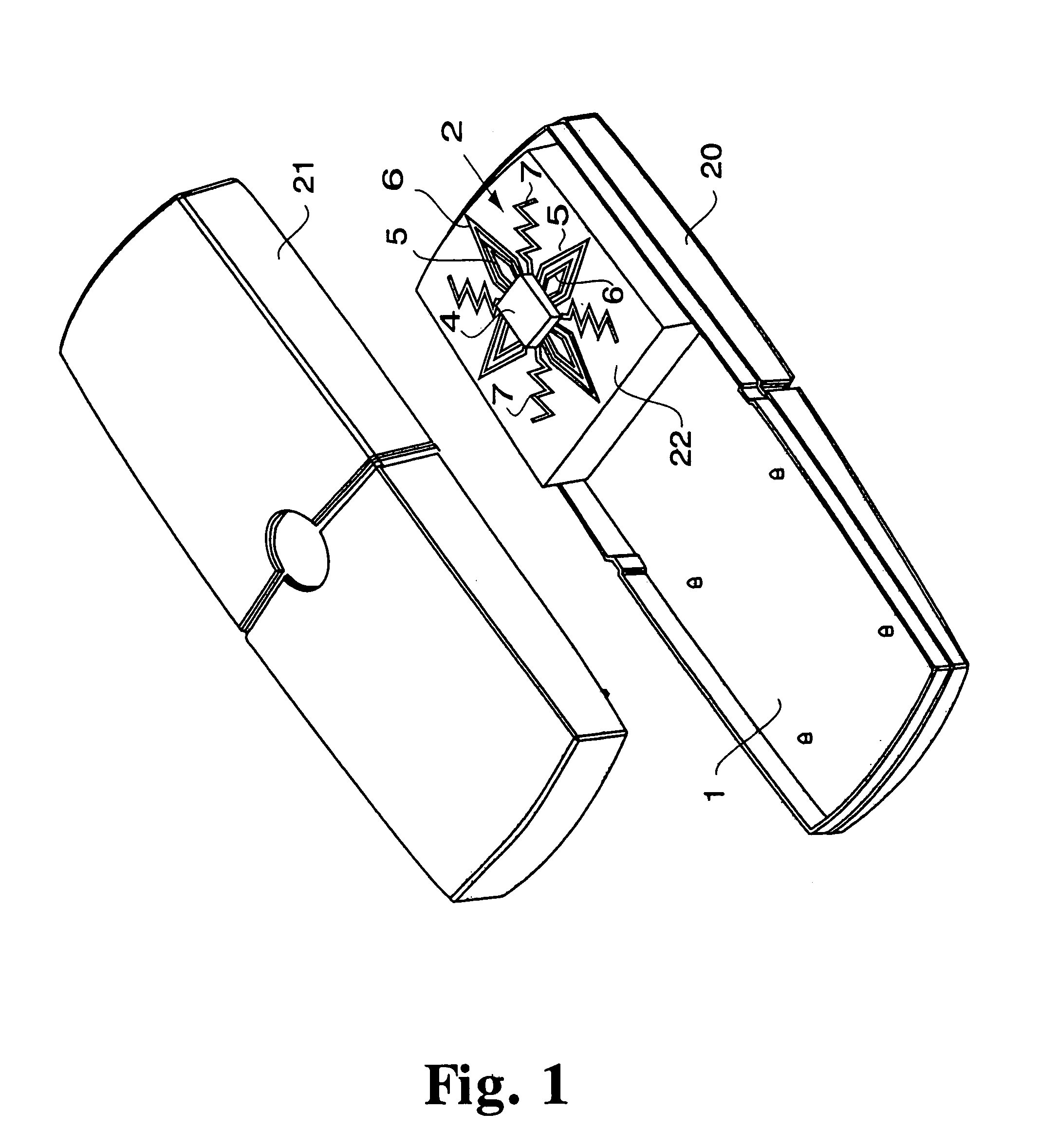 Antenna device for transmitting and/or receiving radio frequency waves and method related thereto