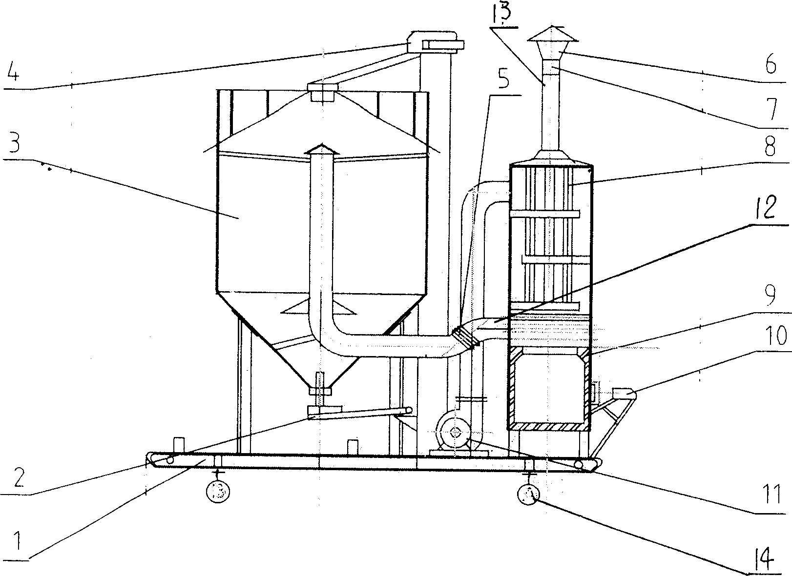 Small-sized moveable grain storing and drying barn