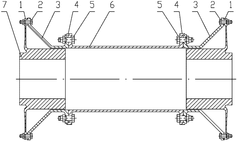 Diaphragm coupling with low additional bending moment