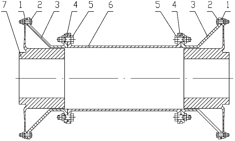 Diaphragm coupling with low additional bending moment