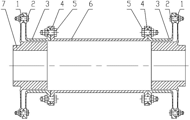 Diaphragm coupling with low additional bending moment