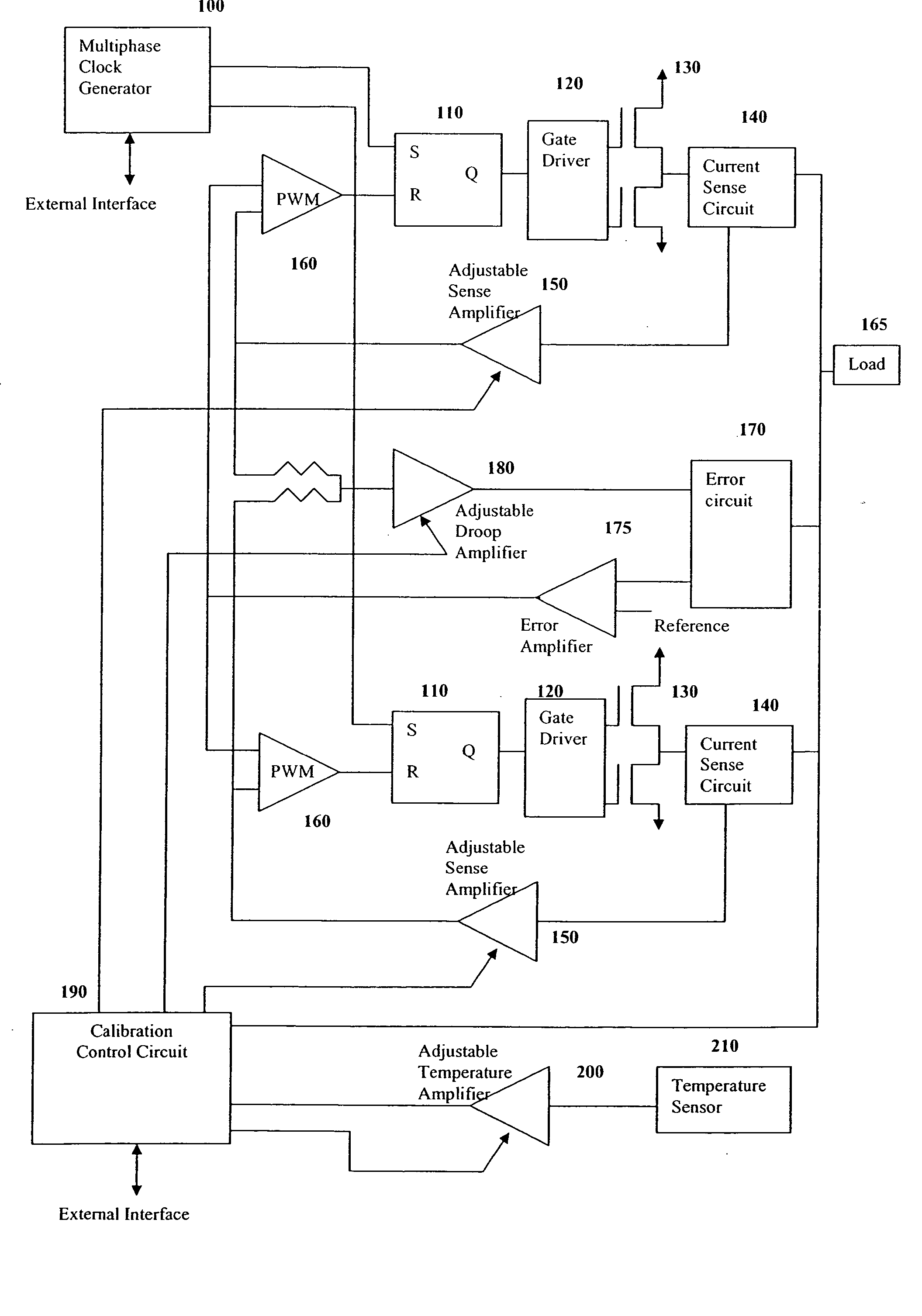 Programmable calibration circuit for power supply current sensing and droop loss compensation