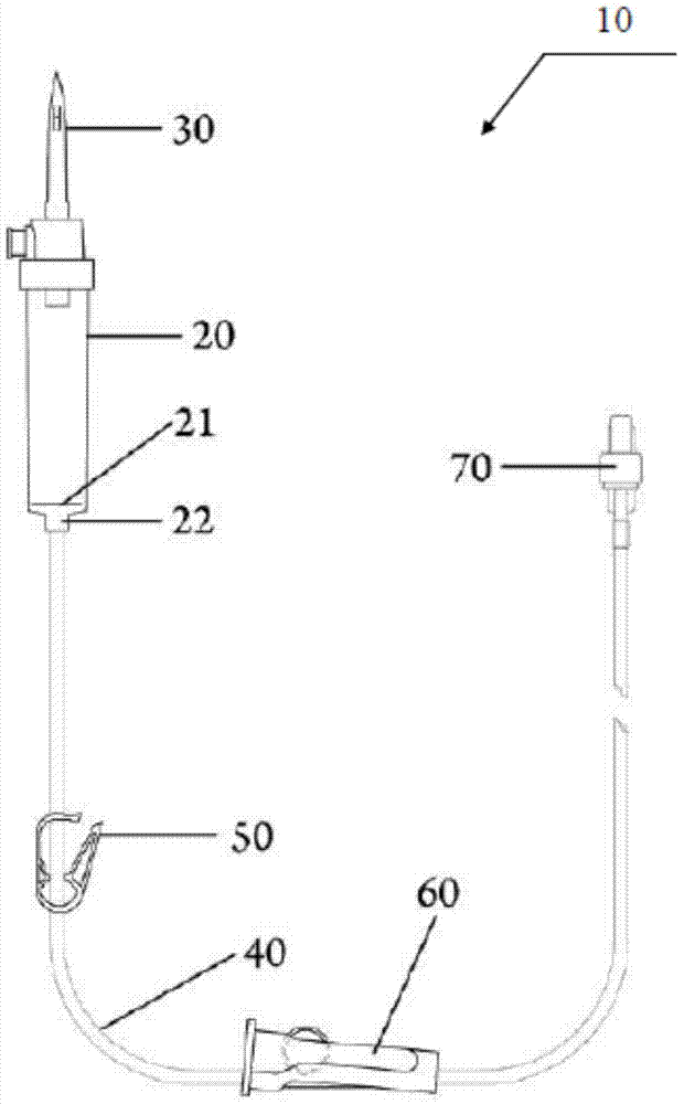 Infusion set that prevents air entry into infusion tubing