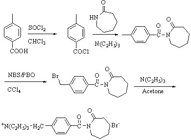 Preparation method of N-[4-(triethyl aminomethyl) benzoyl] caprolactam bromide