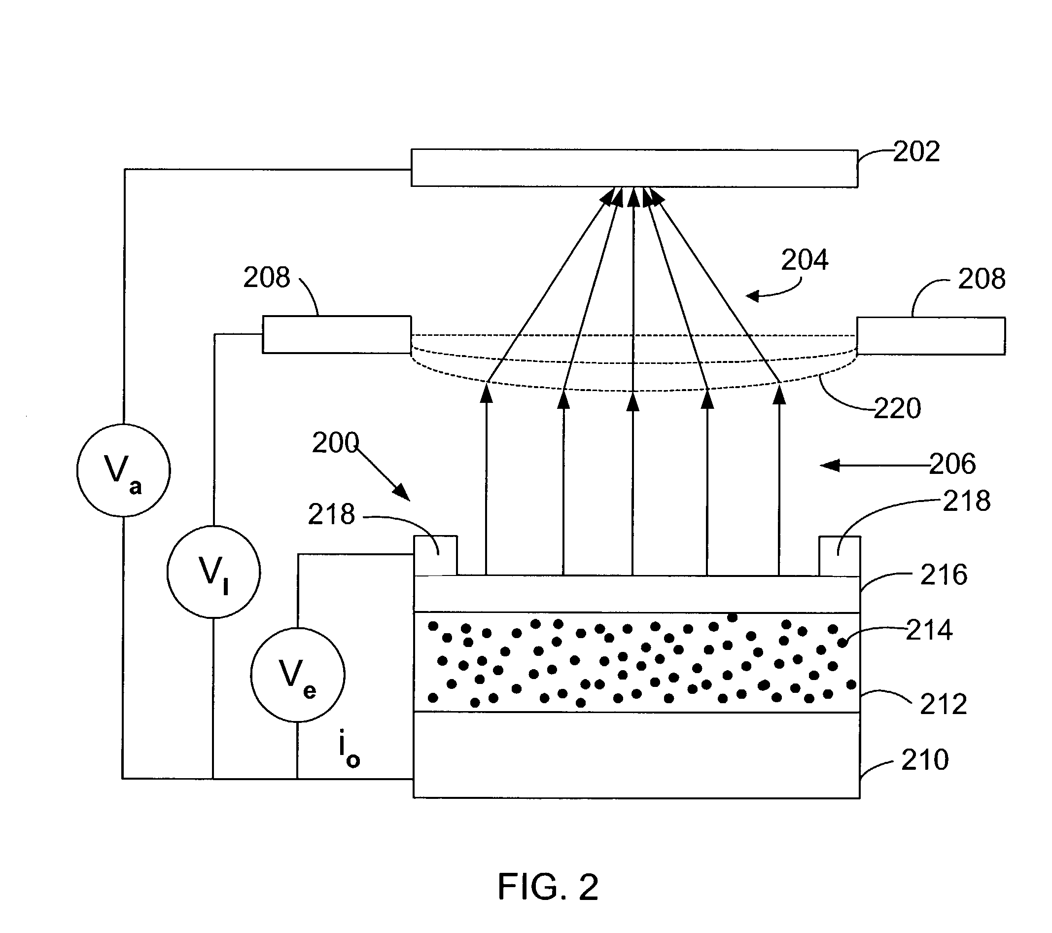 Emitter with dielectric layer having implanted conducting centers