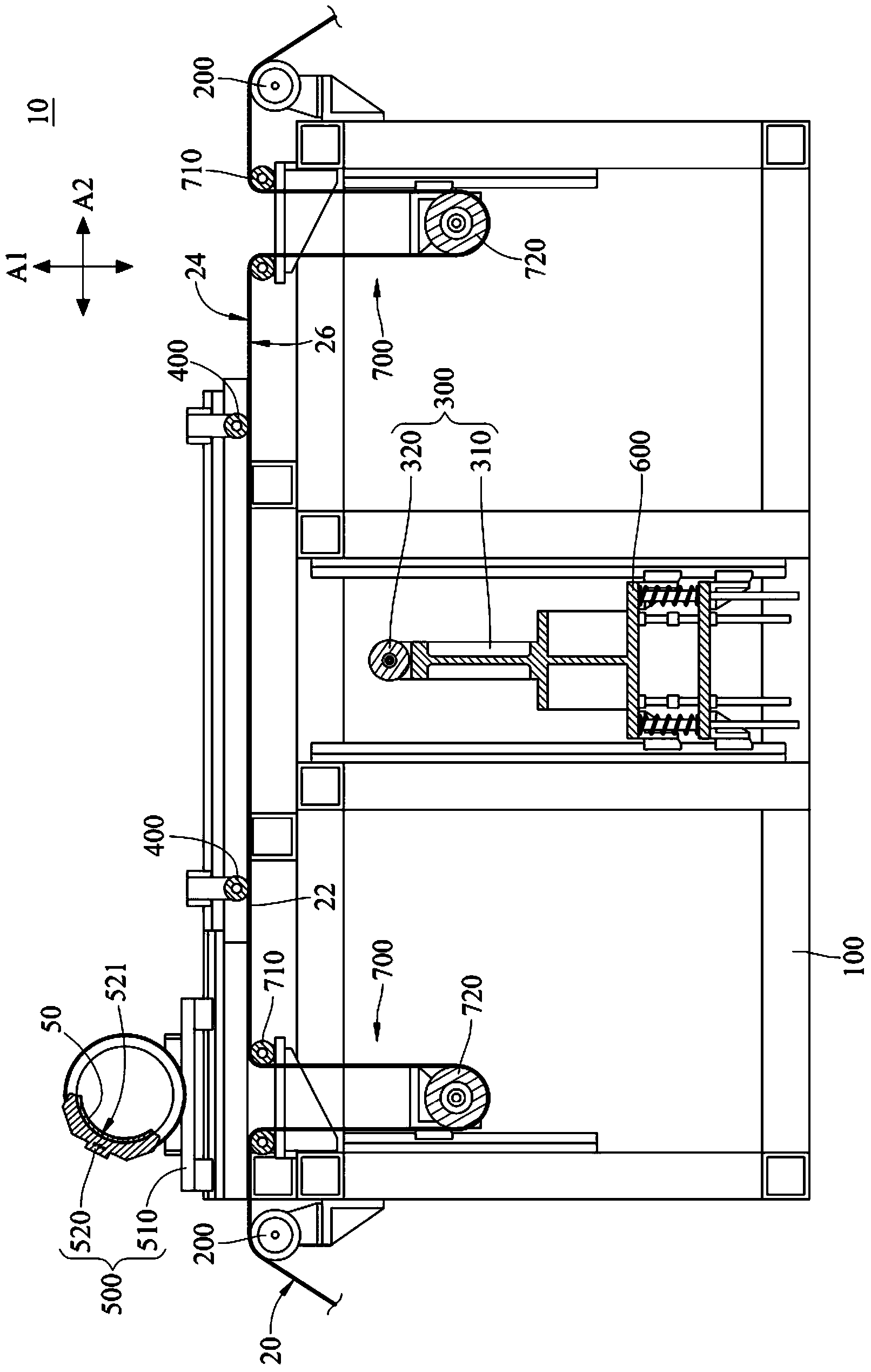 Curved surface laminating device