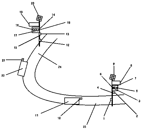 Low grade highway curve blind area display and alarm device