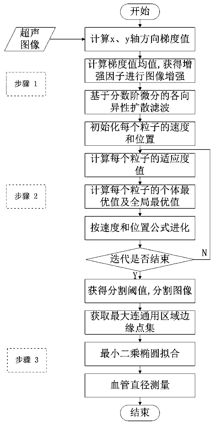 An ultrasonic image blood vessel diameter automatic measurement method