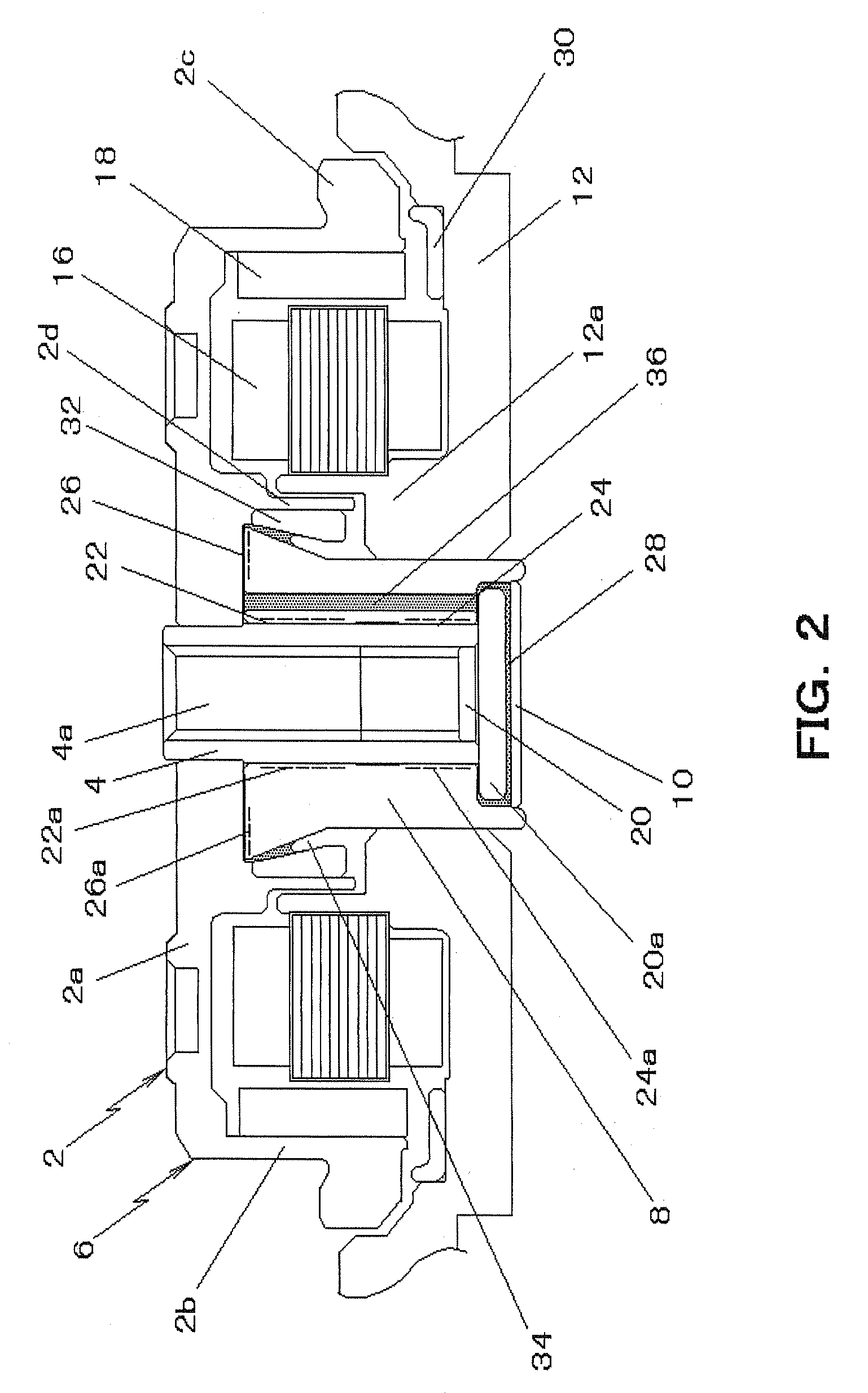 Disk drive spindle motor with radial inward thrust area annular prutruding portion and bearing member communicating passage