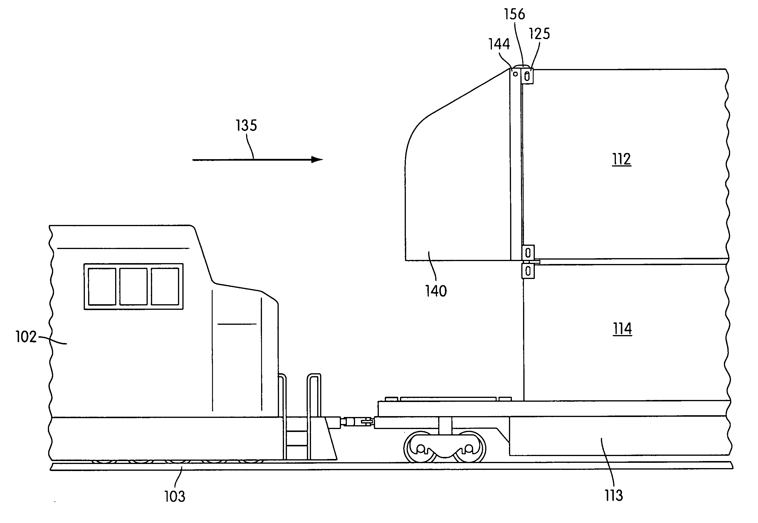 Drag reducing devices for stacked intermodal rail cars