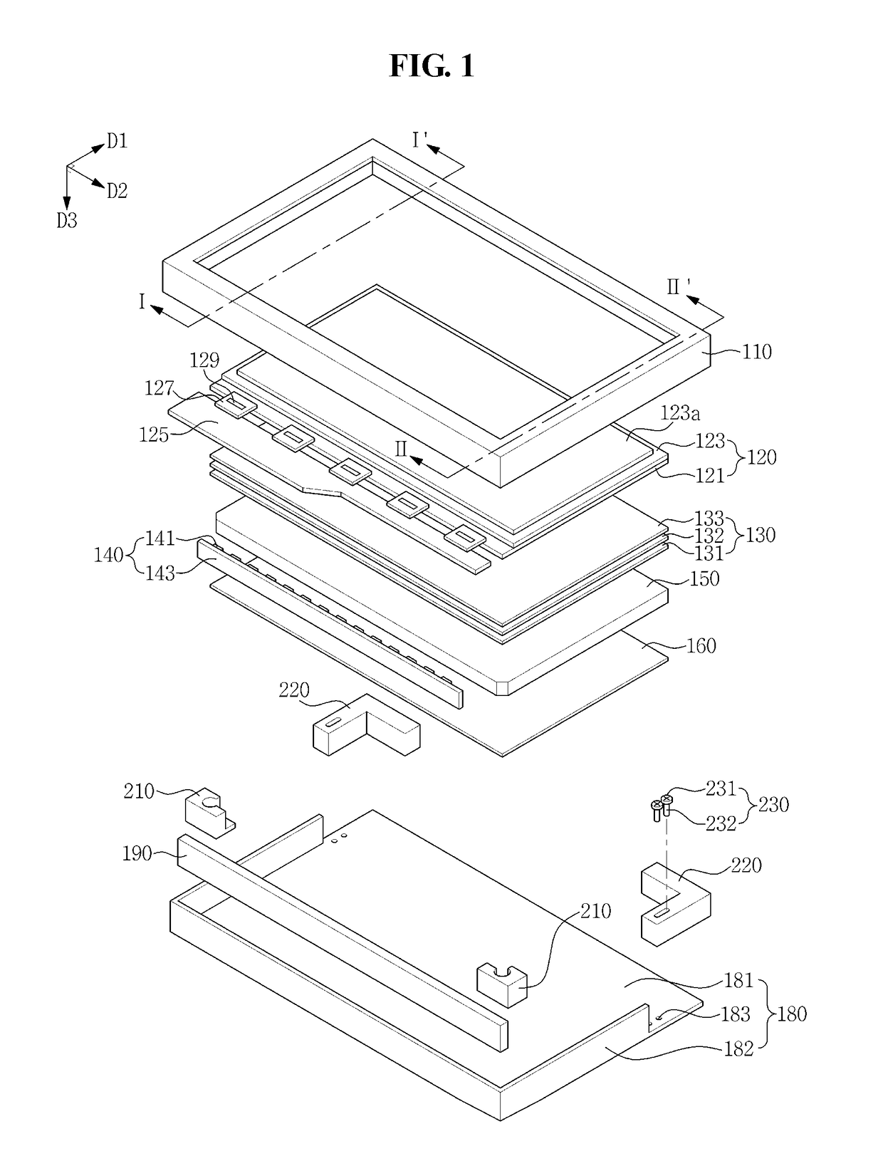 Light guide plate position fixing frame and display device having the same