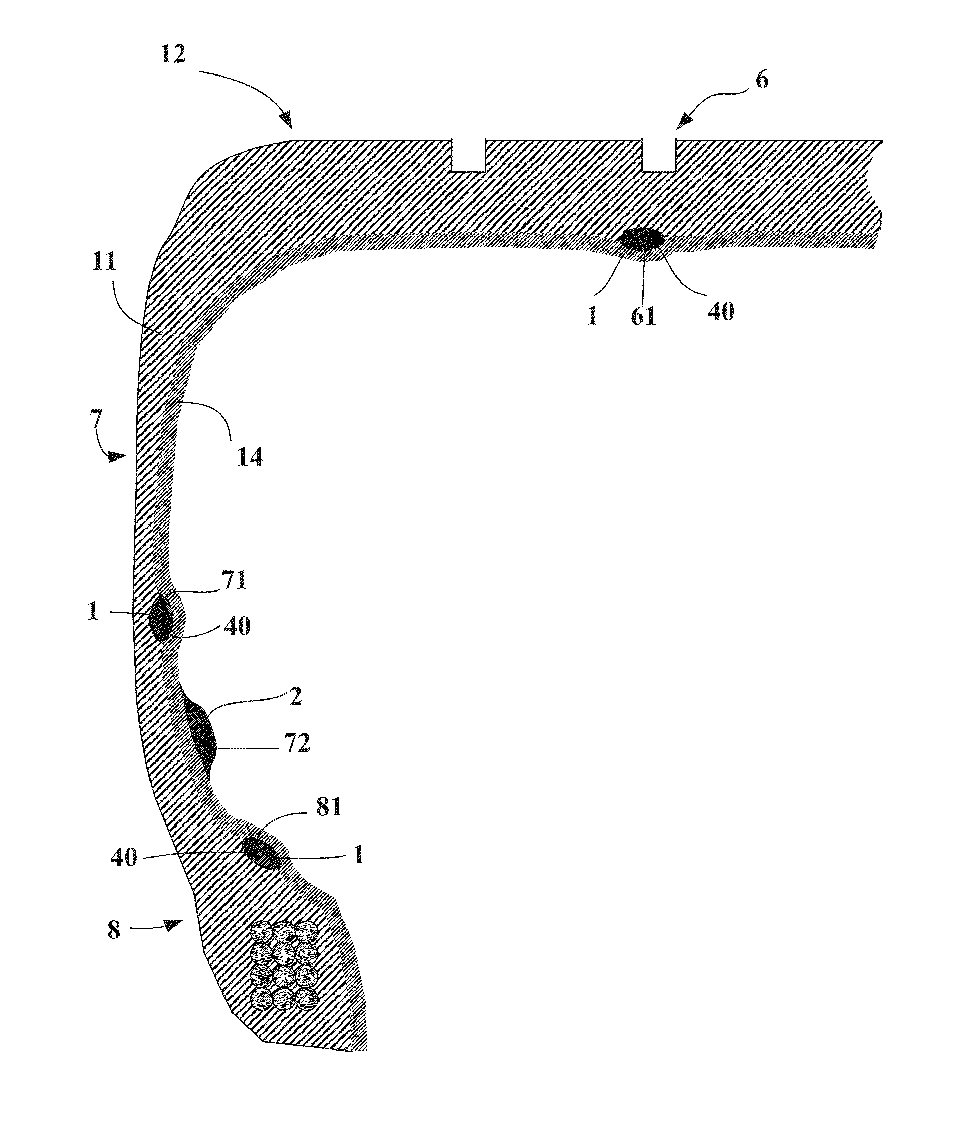 Power component and instrumented tyre