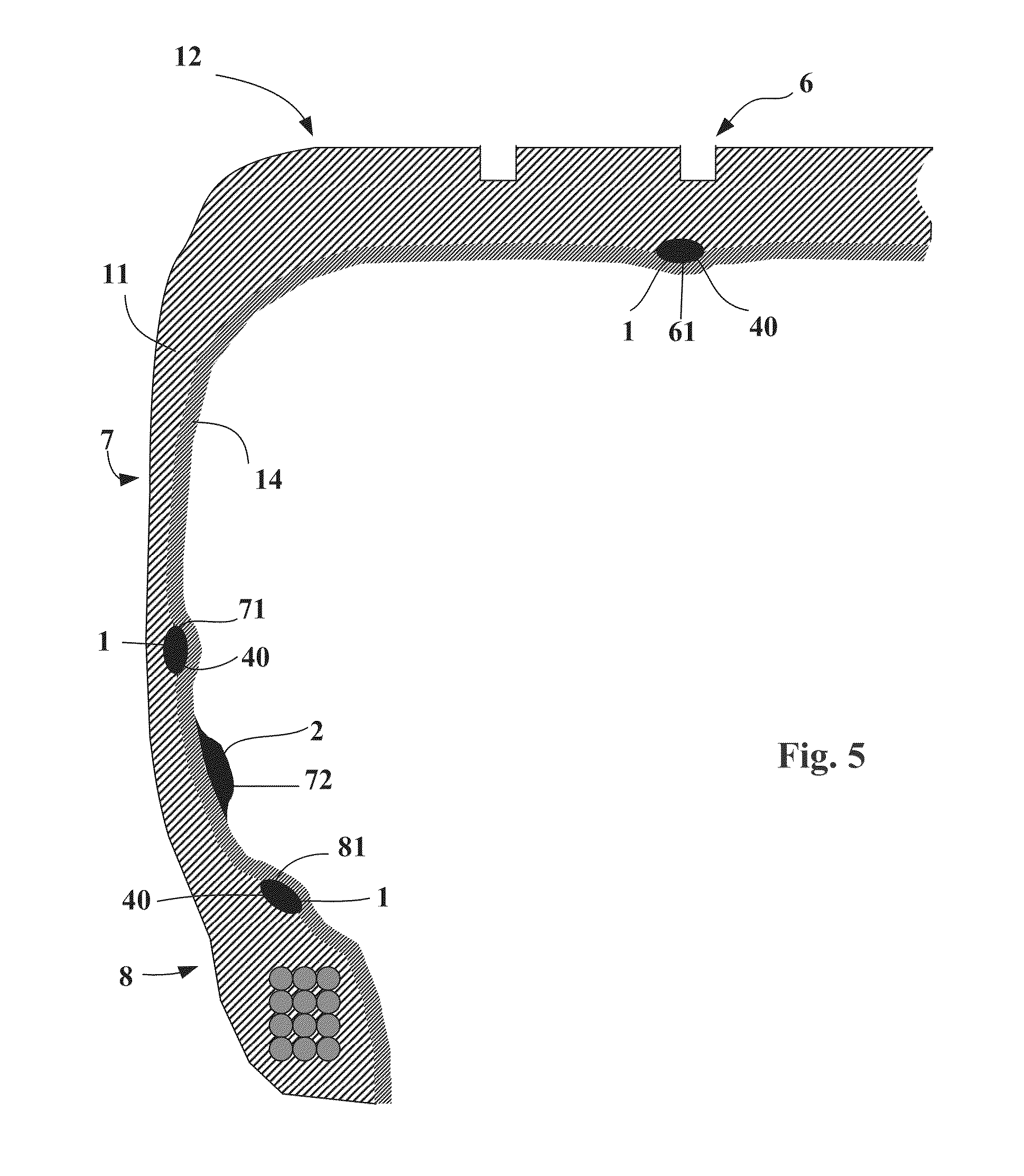 Power component and instrumented tyre