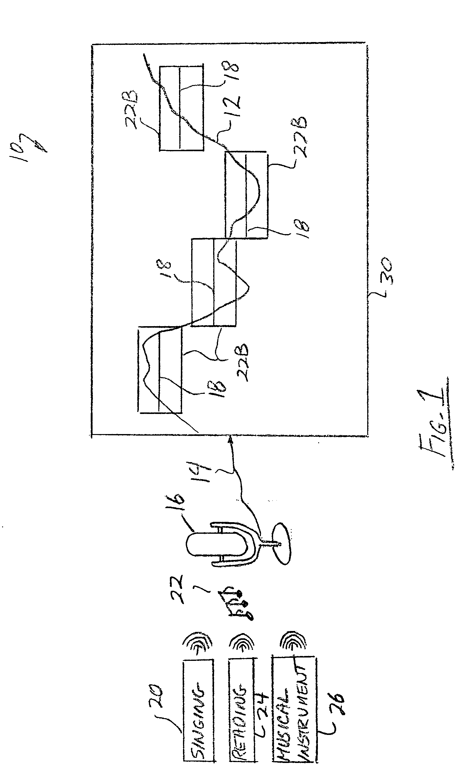 Computer-aided learning system employing a pitch tracking line