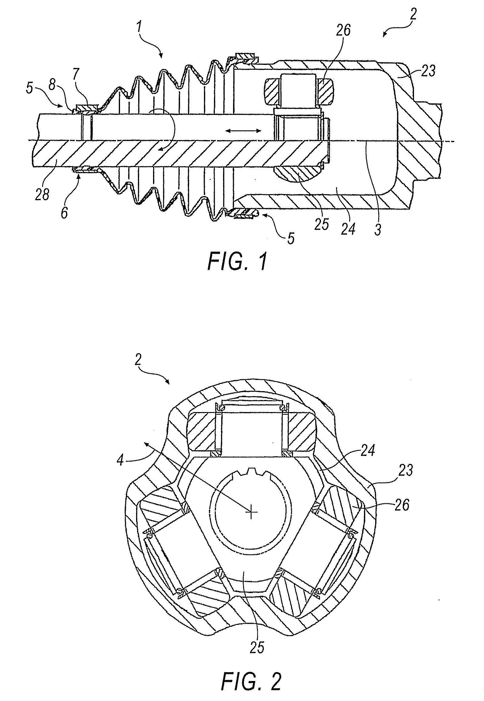 Bellows for a joint arrangement, comprising a receiver for a retainer ring