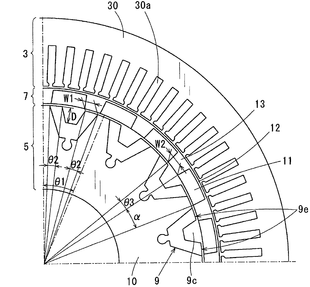 Magnetic modulation motor and electric transmission