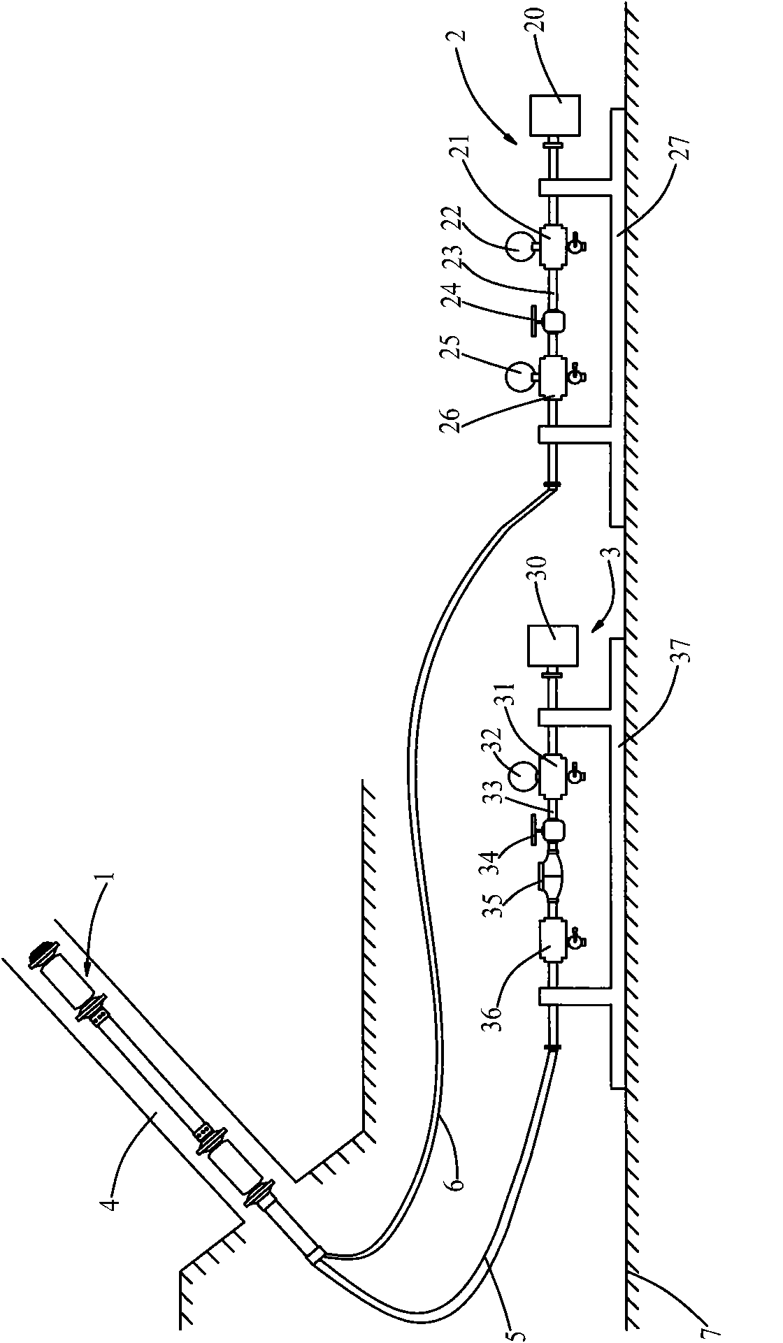 Observation system of water injection in fractured zone in coal seam goaf