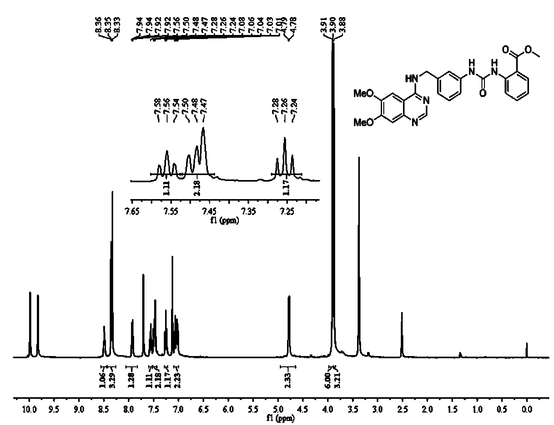 Quinazolinyl-aryl urea derivatives with antitumor function and application thereof