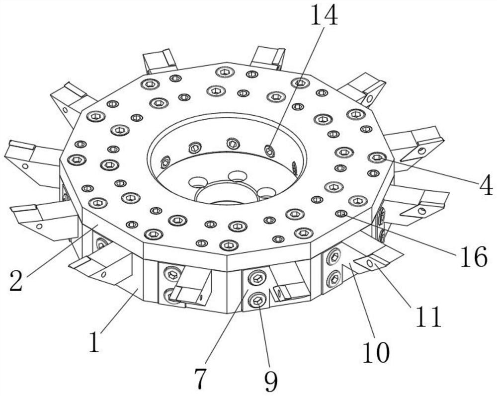 12-station adjustable fly-cutter head structure for lathe