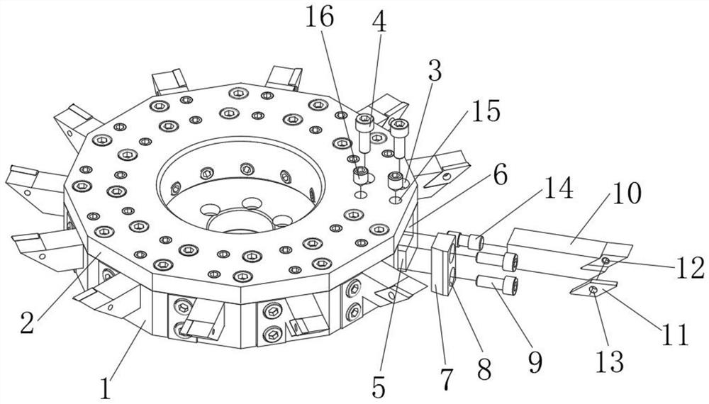 12-station adjustable fly-cutter head structure for lathe