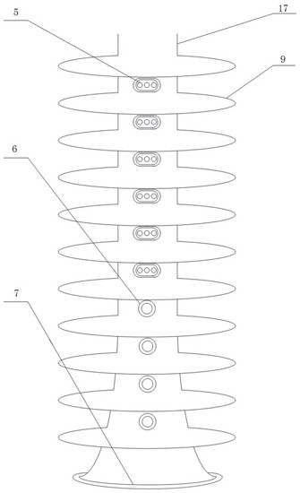 Multistage horn-shaped backflushing compression arc extinguishing lightning protection device