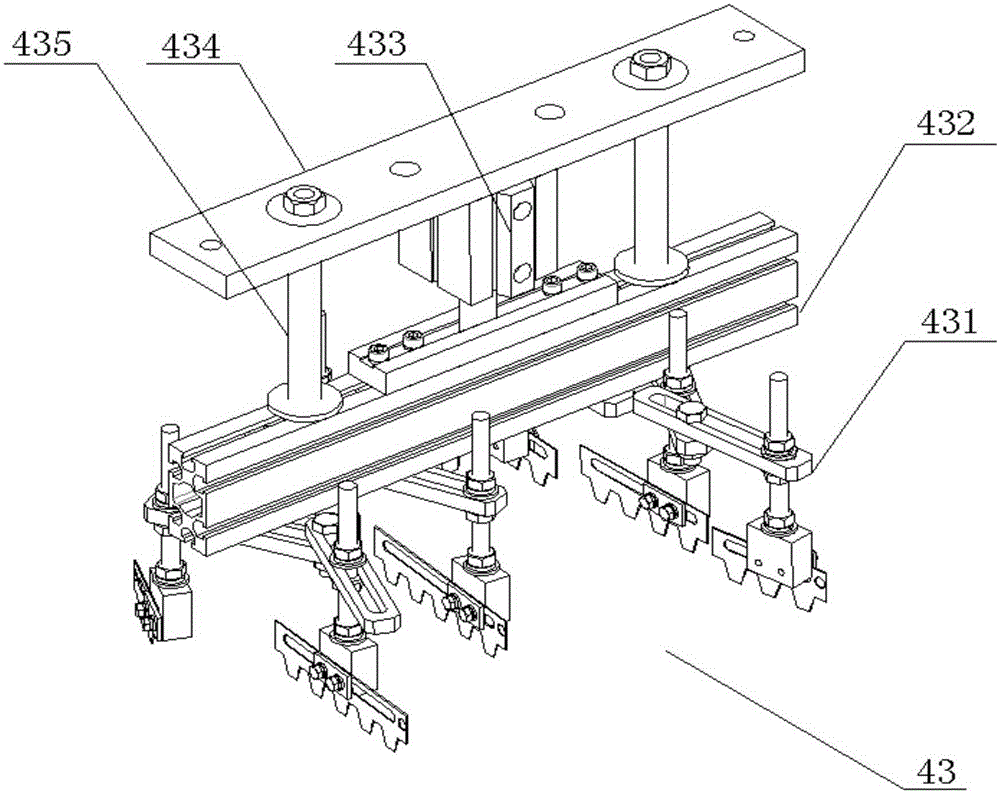 Ceramic wall and floor tile material distributing device capable of forming lines and textures of natural stone