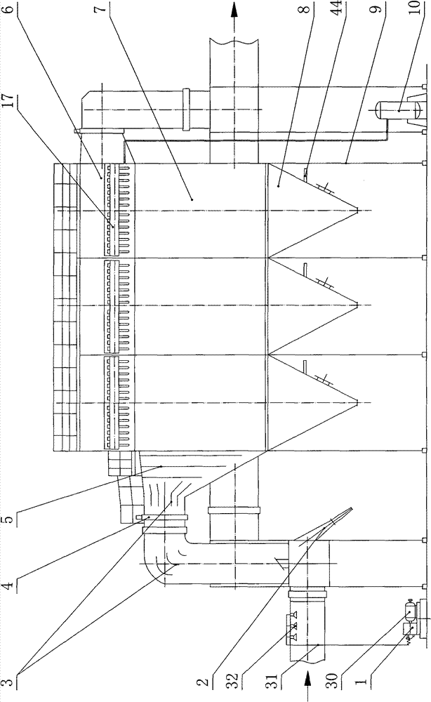 Runoff long-bag low-pressure pulse bag type dust collector