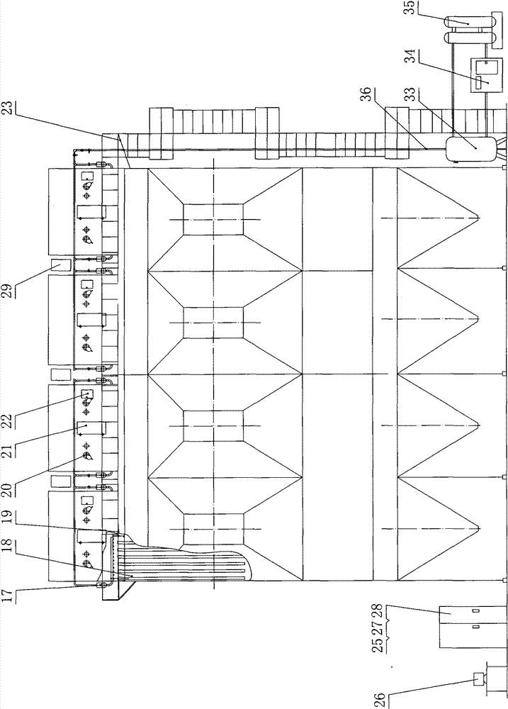 Runoff long-bag low-pressure pulse bag type dust collector