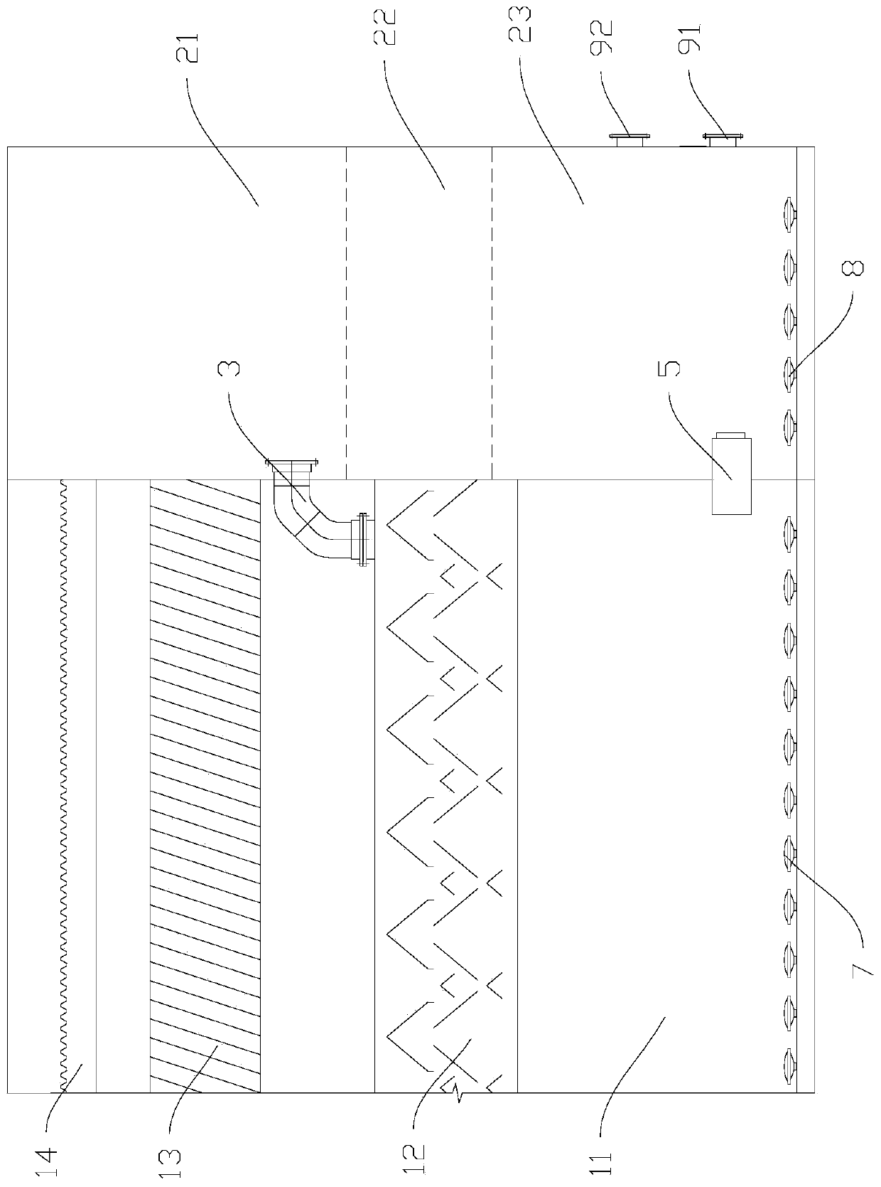 Synchronous short-cut nitrification-denitrification water treatment apparatus and synchronous short-cut nitrification-denitrification water treatment process