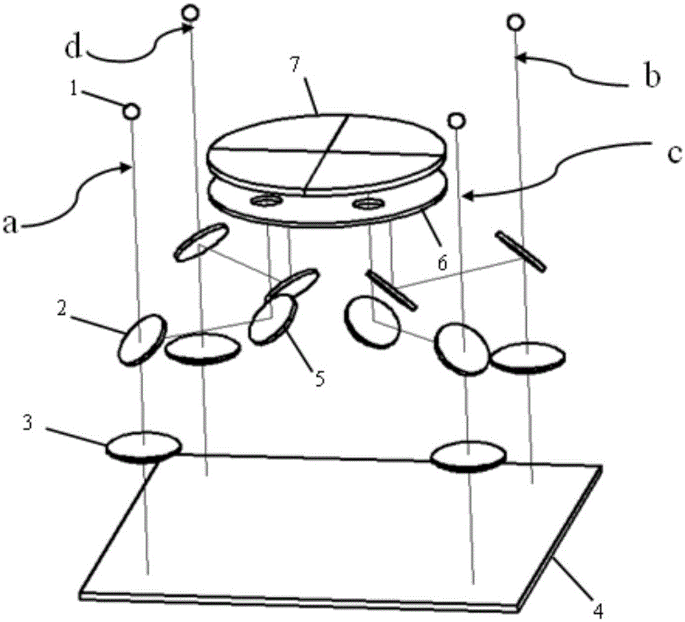 Flat plate inclination measurement device based on multi-point off-focus detection