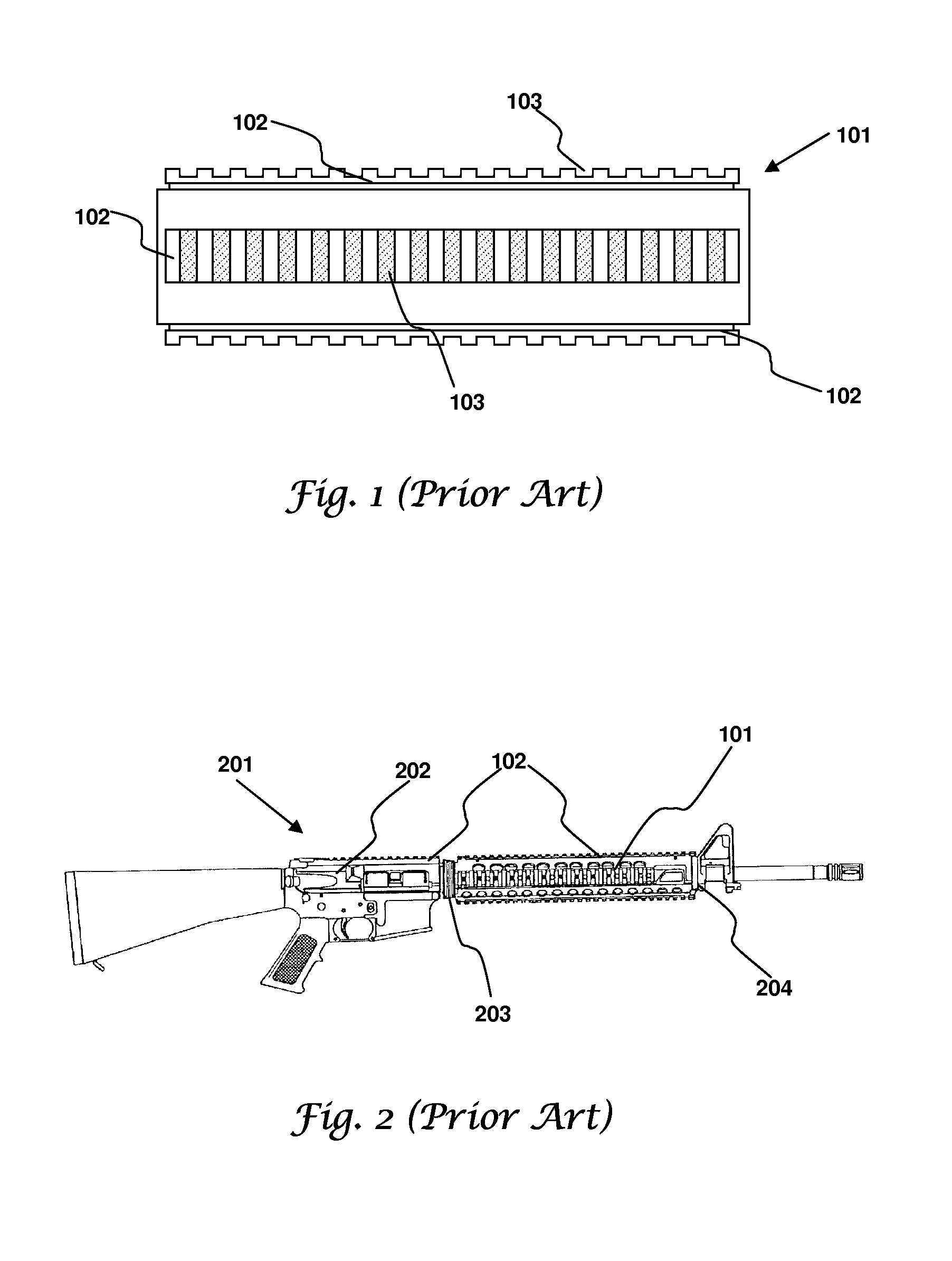 Two piece rail system for firearm