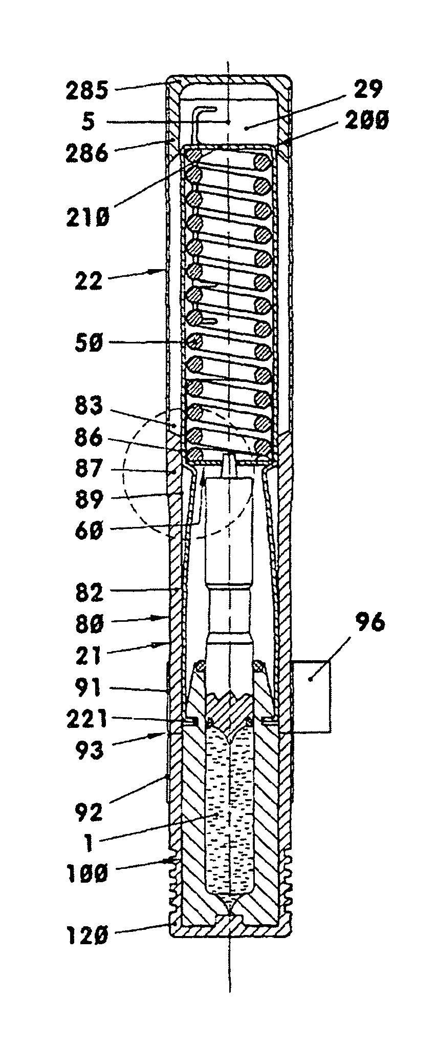 Single-use injector having a flexurally elastic housing