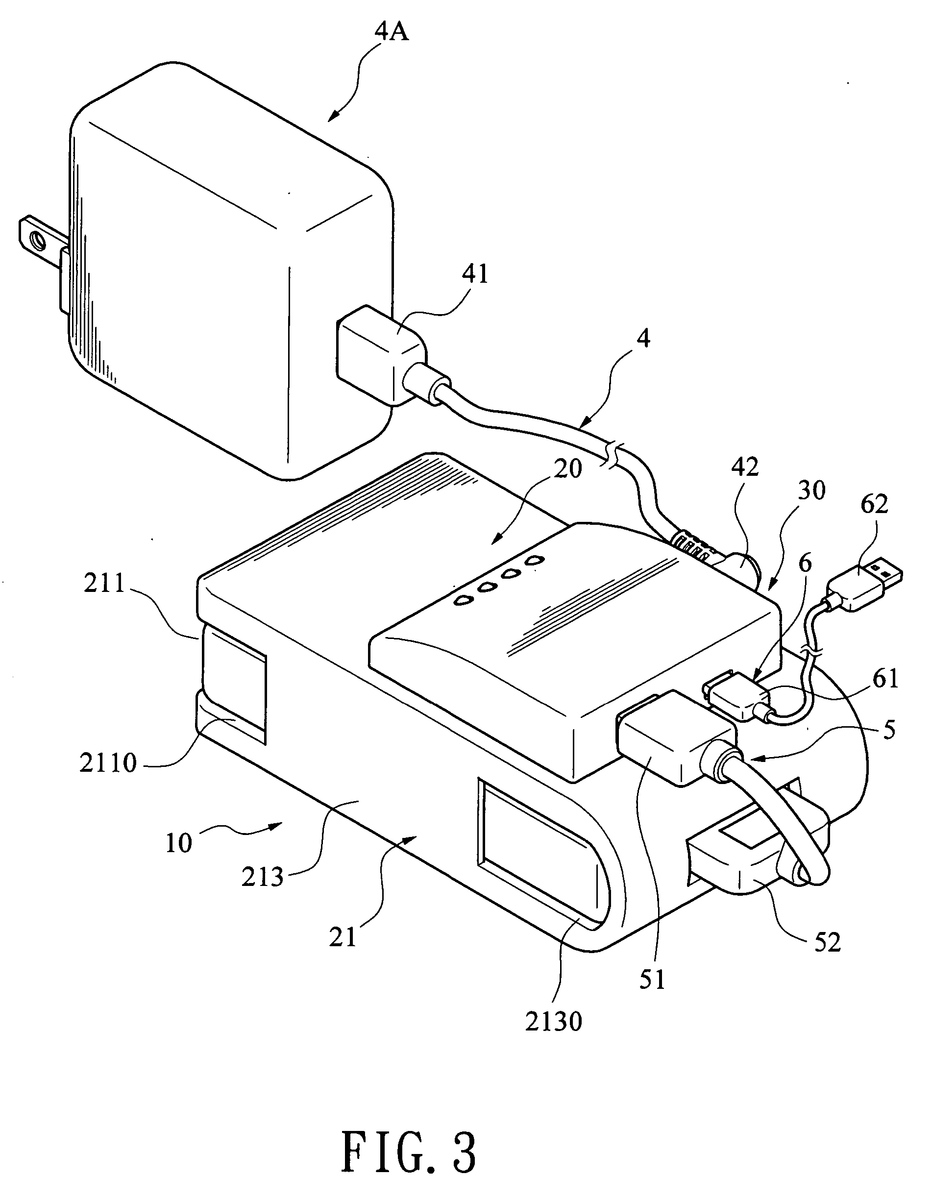 Portable power supply with computer port