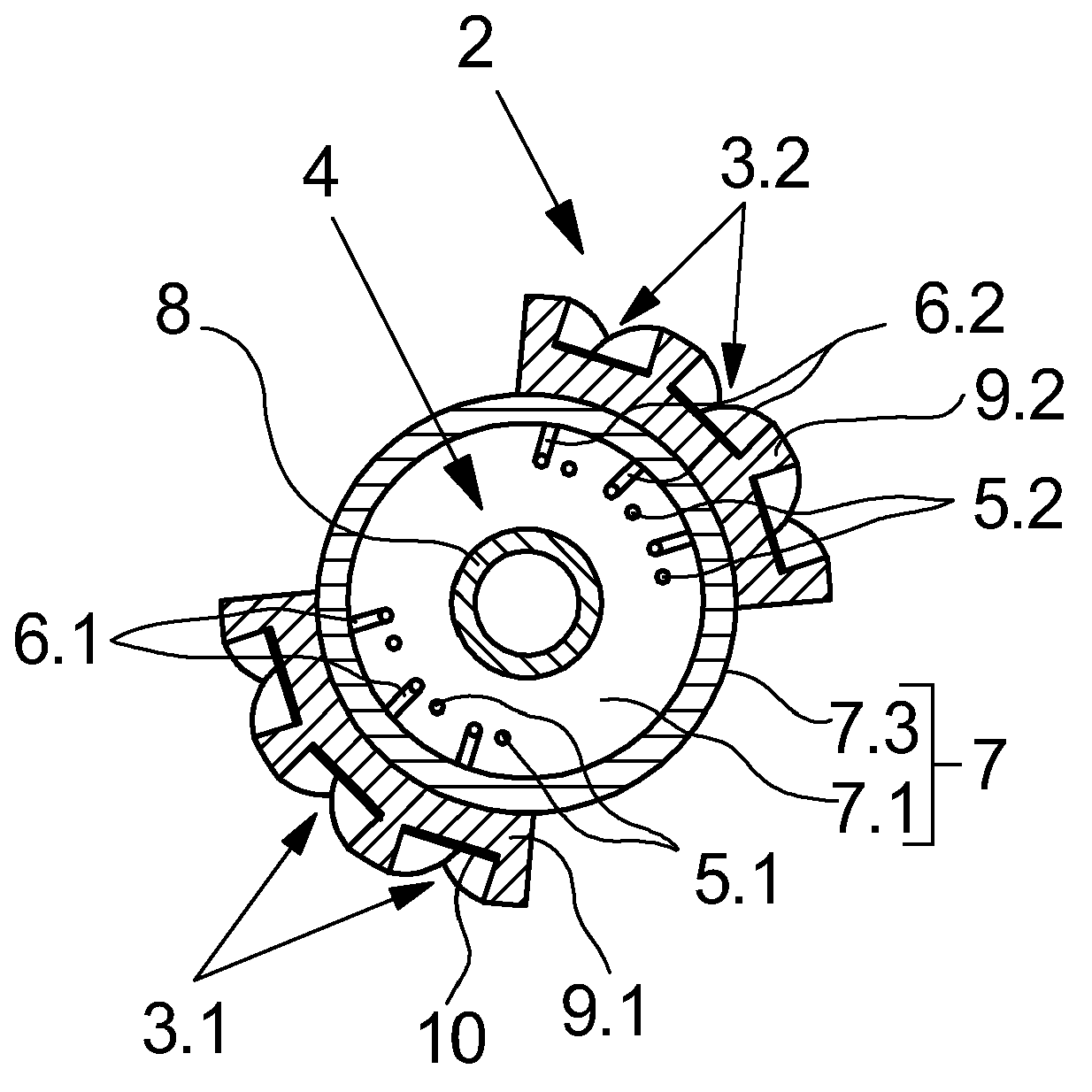 Device for thermally treating multiple threads