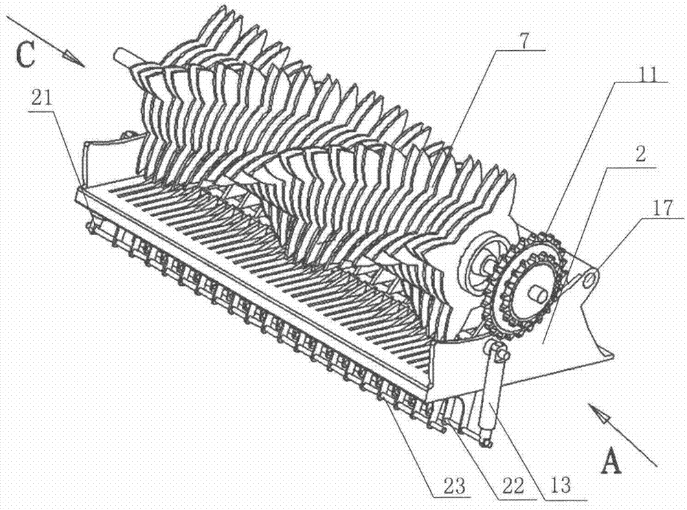 Forced grass-crushing and feeding anti-blocking device of round baler