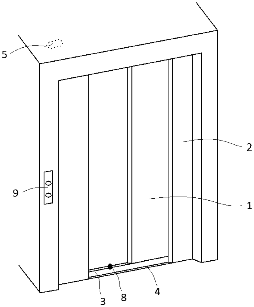 Elevator door monitoring system, elevator system and elevator door monitoring method