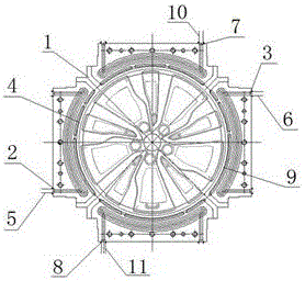 Hub crossing type water cooling side die