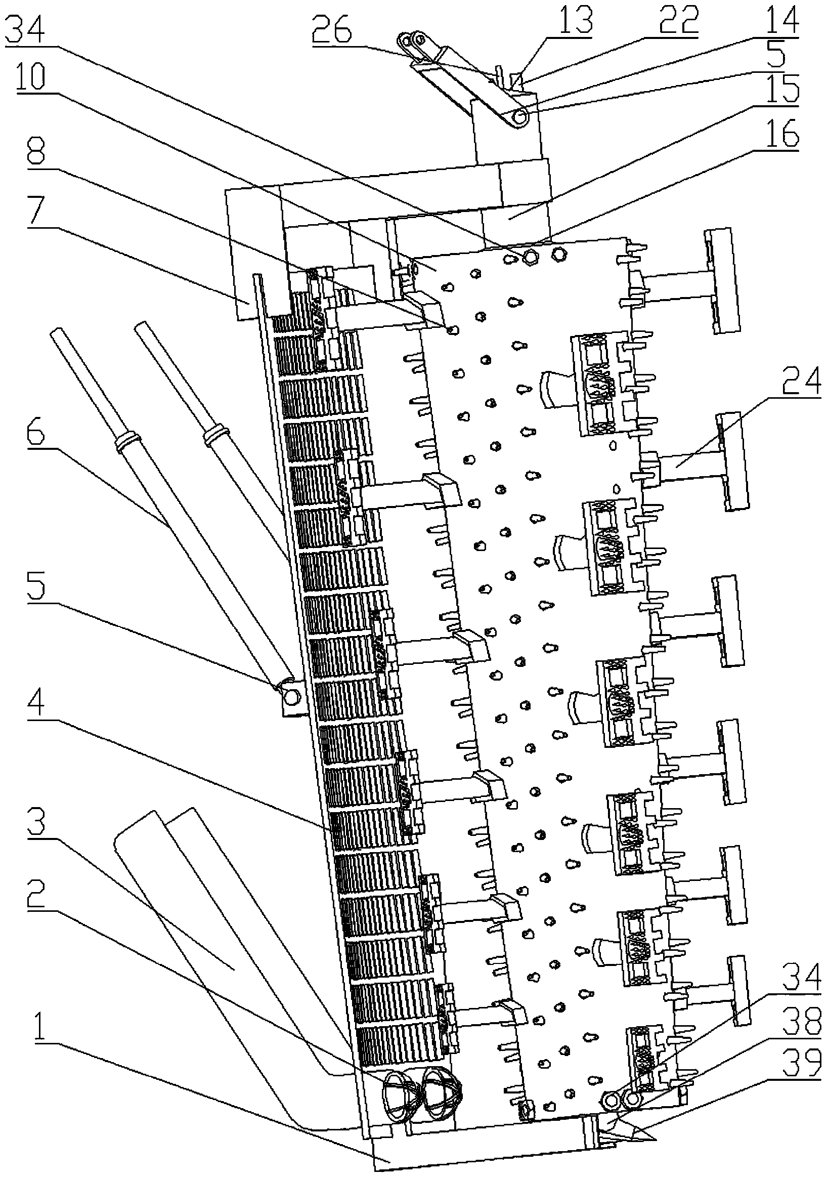 Submarine pipeline laying machine and hydraulic jetting combined rotating ditcher for 500-meter deep hardpan