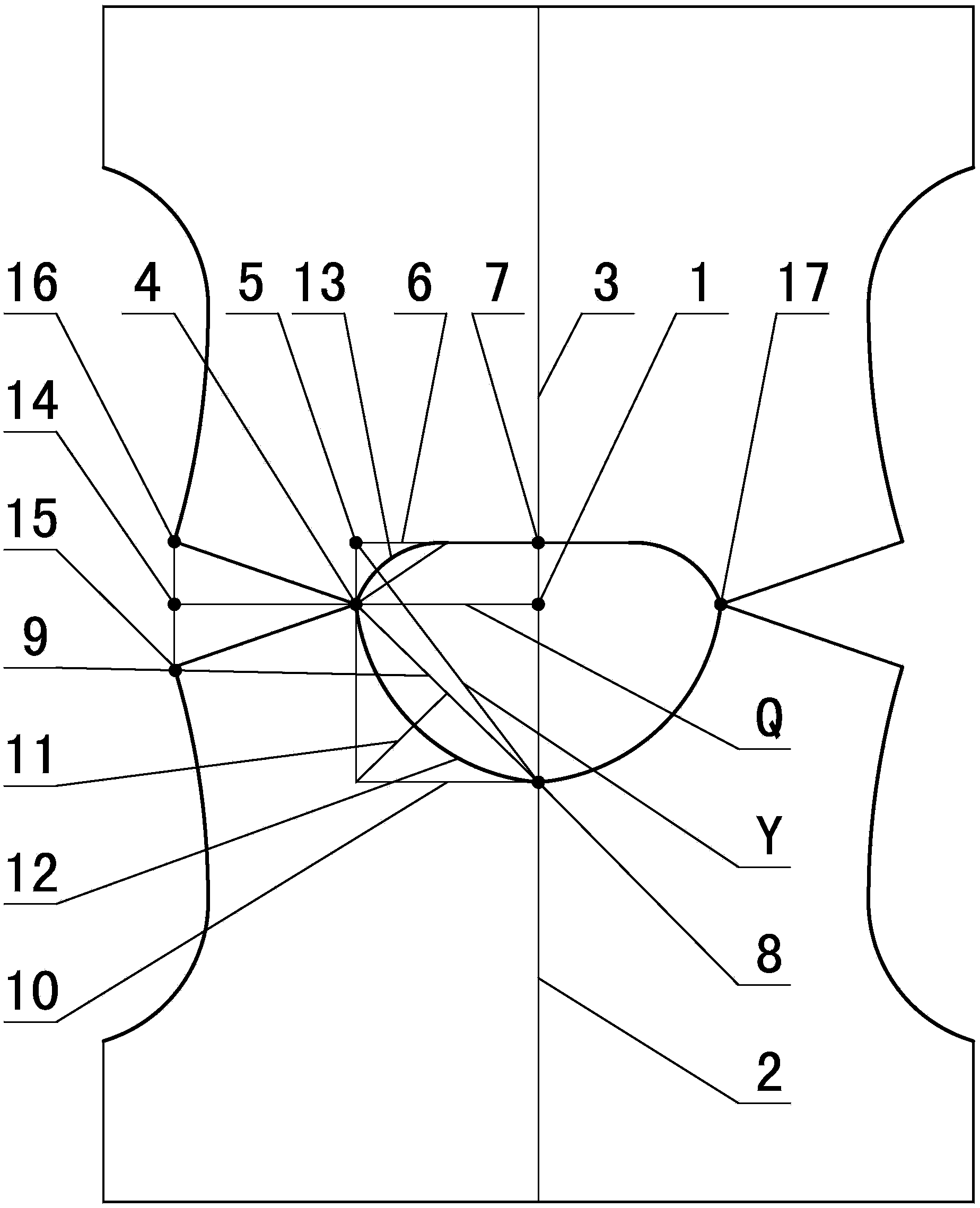 Clothing neck line QY original data tailoring method automatically determining depth of open collar