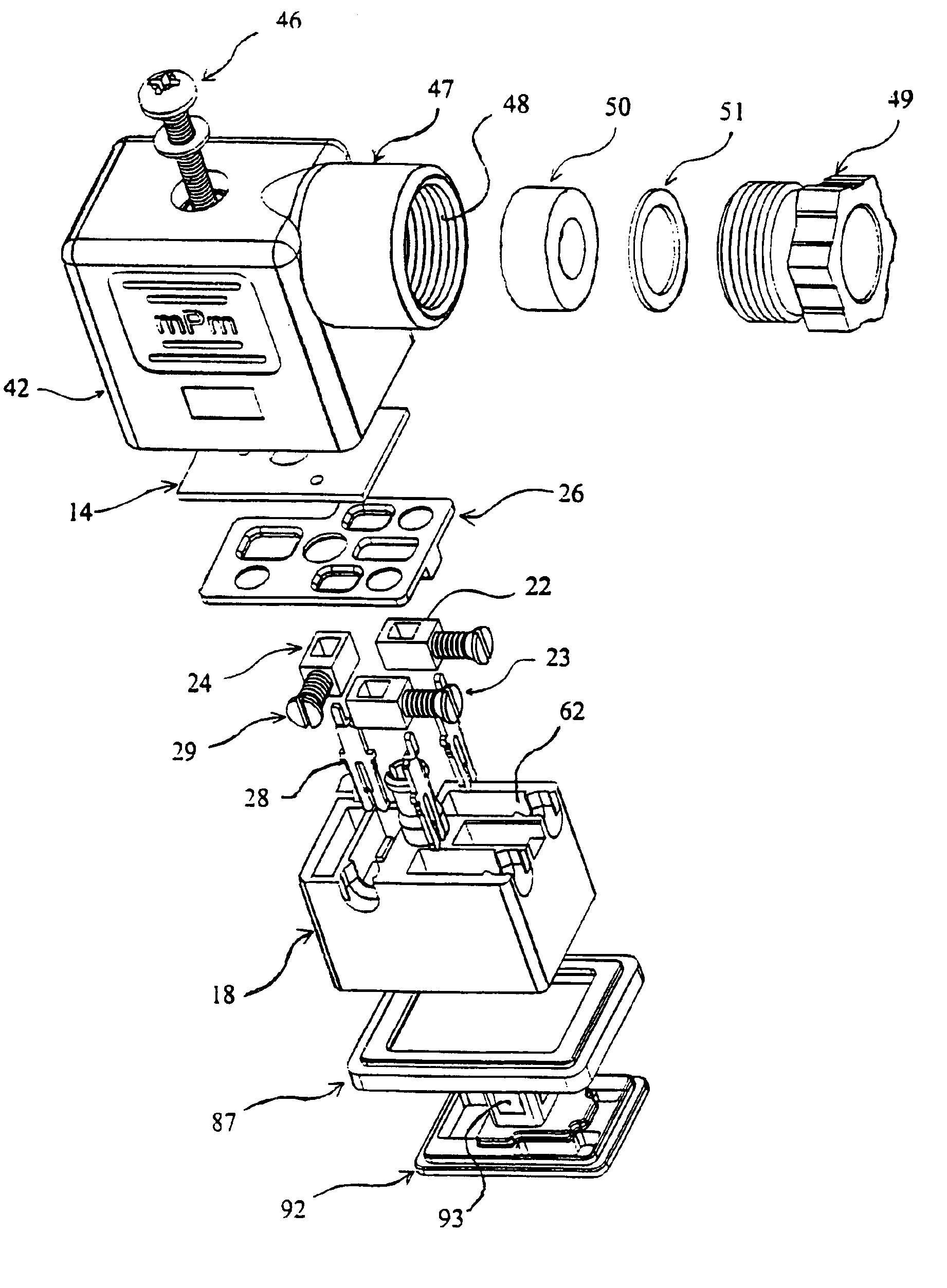 Field-attachable connector with sliding contacts