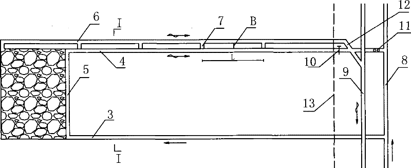 U+I type ventilating system for top-coal caving face