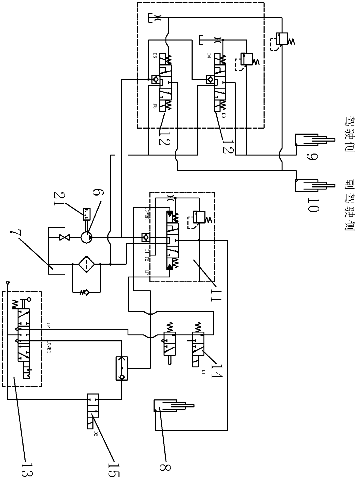 Lifting balance monitoring control system for heavy-duty dump trucks and monitoring control method