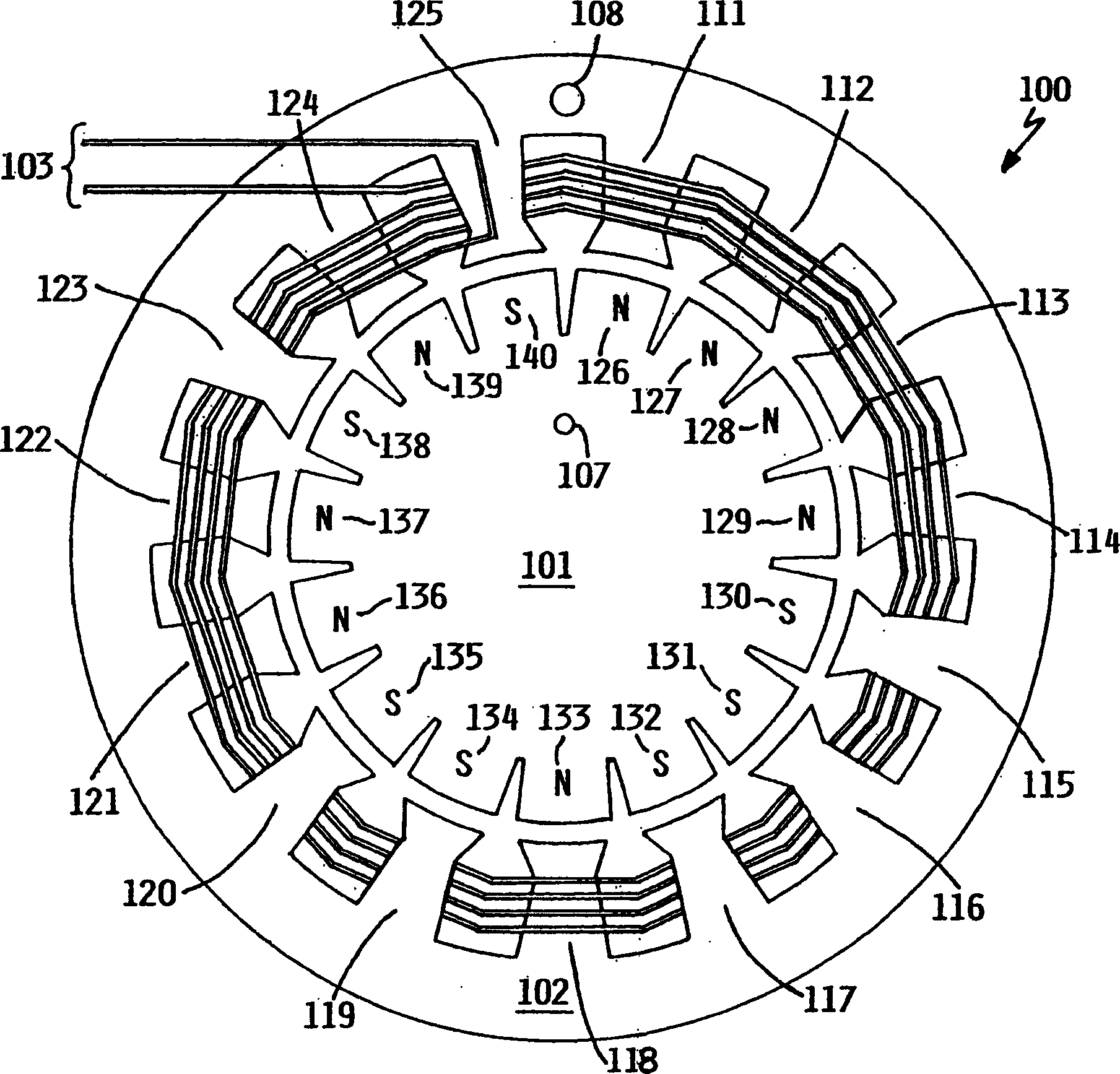 Electrical pulse generator using pseudo-random pole distribution