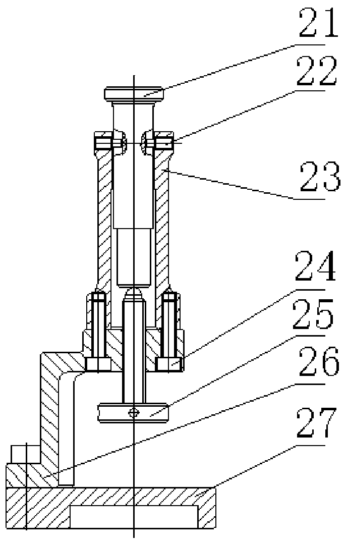 Auxiliary support assembly for detecting the included angle of the crankshaft